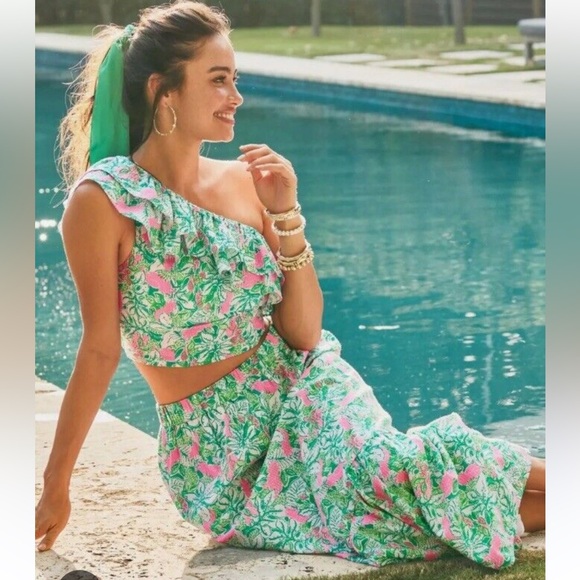 Lilly Pulitzer Kasida Ruffle Set (botanical green) size 4 NWT - Picture 4 of 9